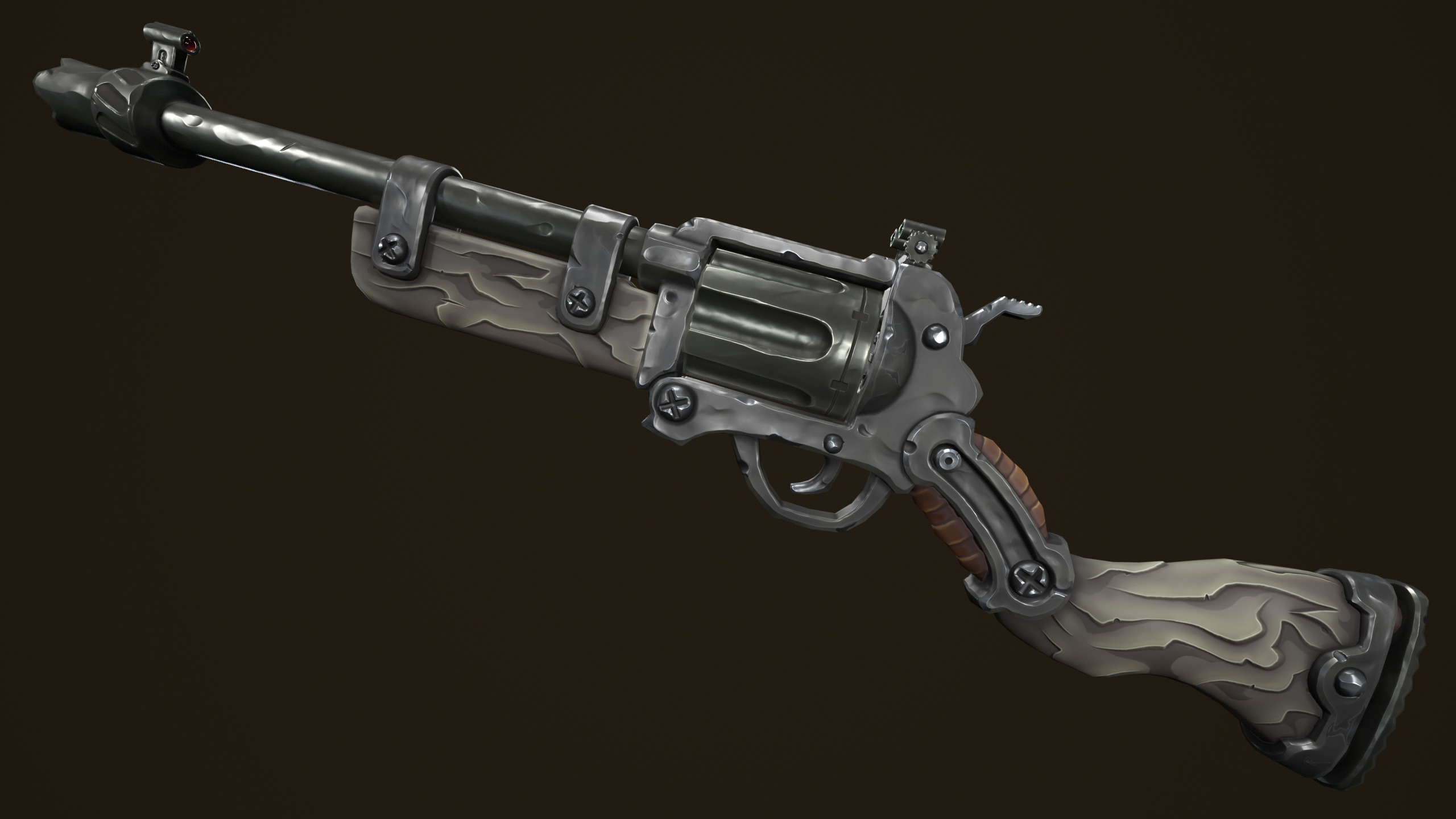 Modular combat rifle shotgun revolver Low-poly 3D model_9