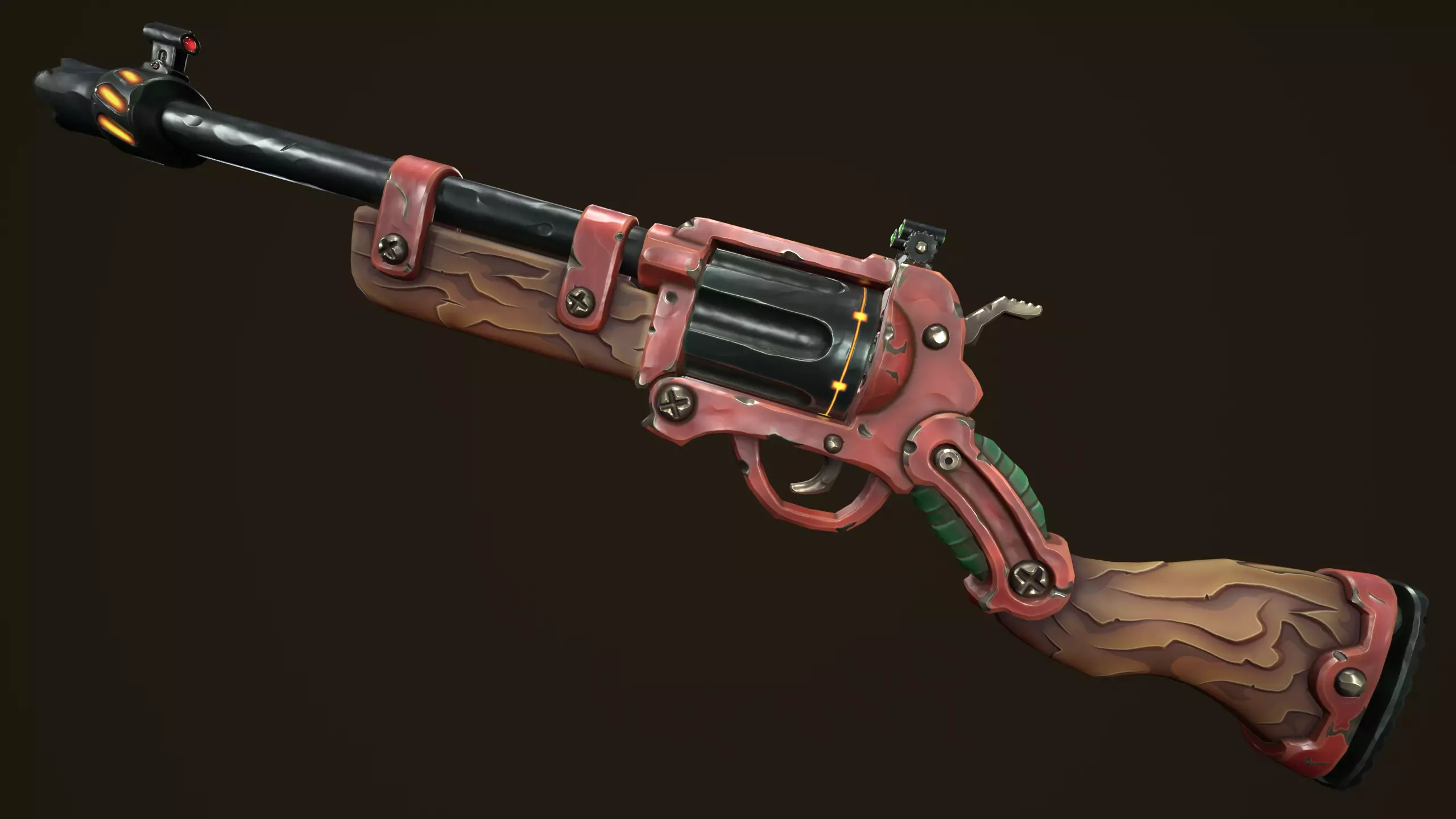 Modular combat rifle shotgun revolver Low-poly 3D model_0