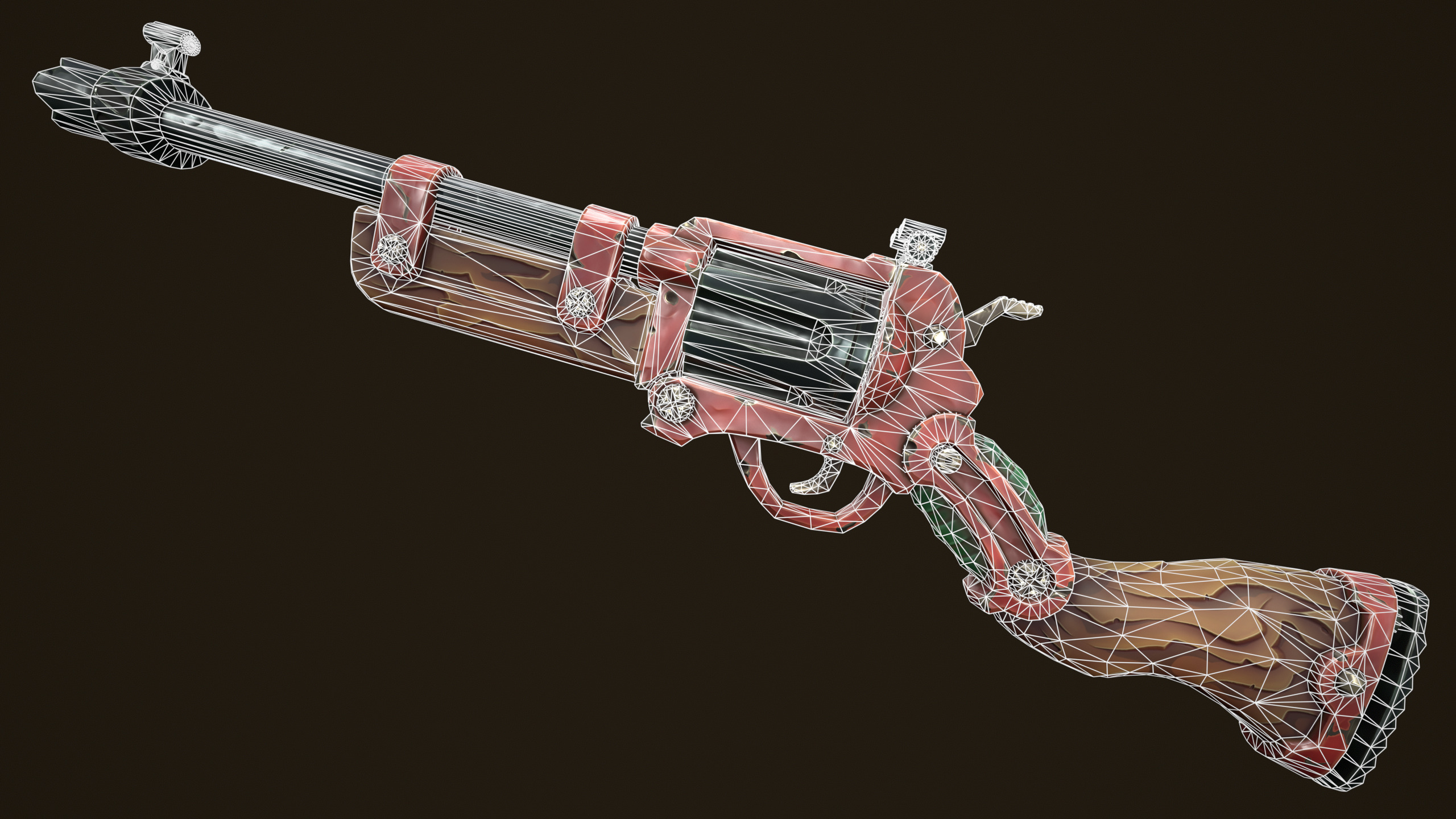 Modular combat rifle shotgun revolver Low-poly 3D model_1