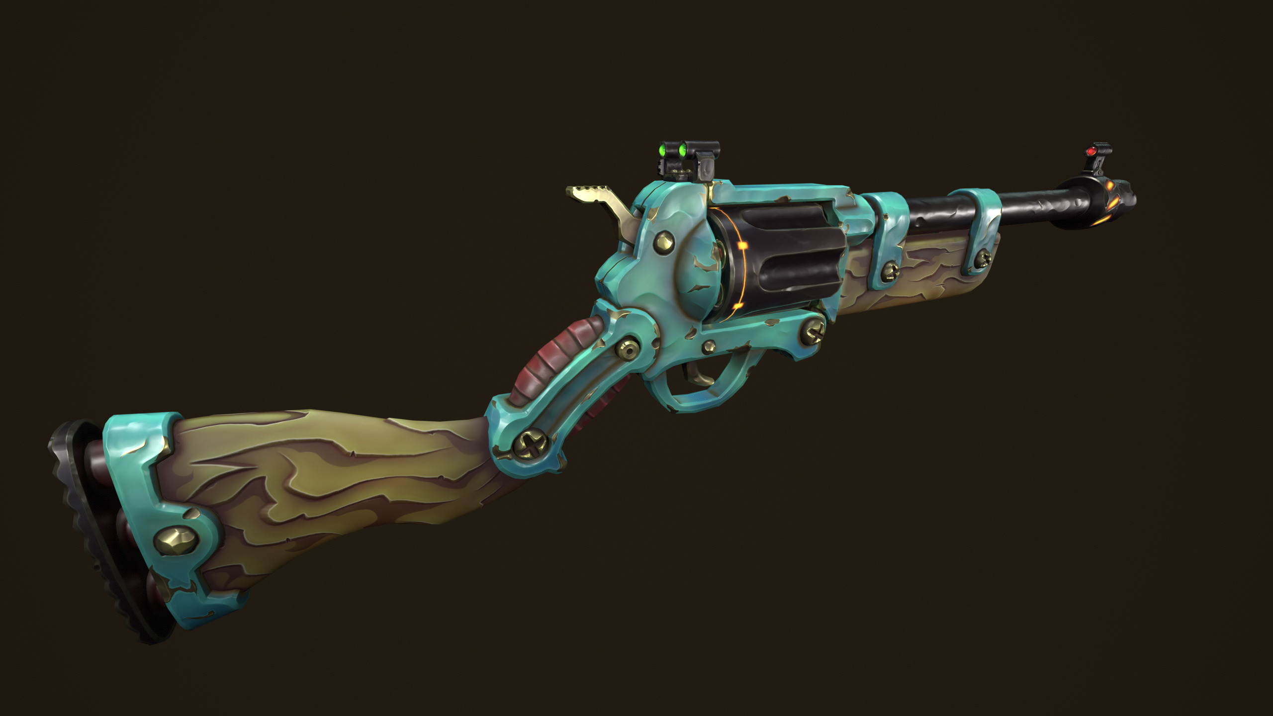 Modular combat rifle shotgun revolver Low-poly 3D model_11