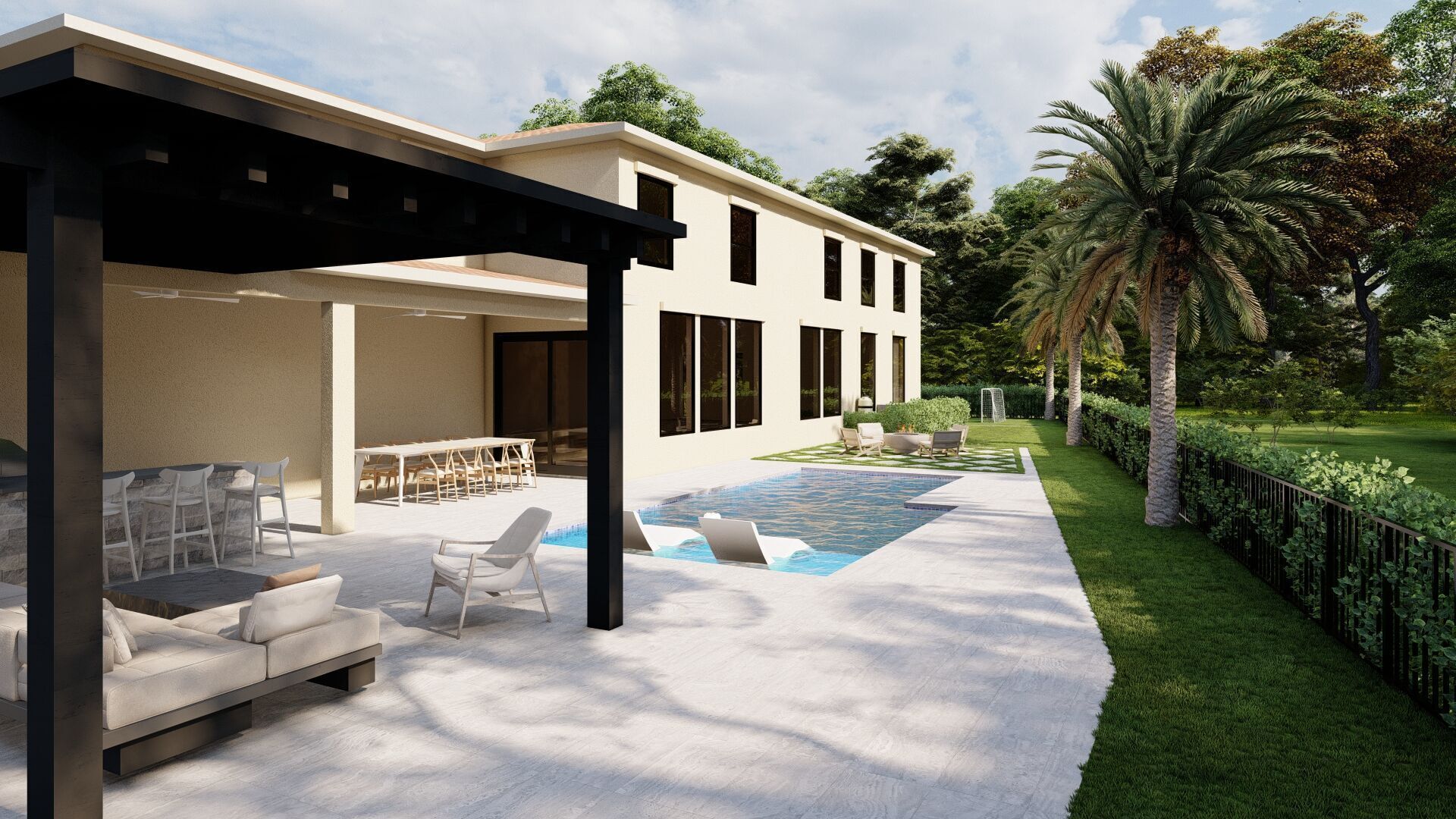 3D Exterior Scene 3D model design garden and landscape 3D model_1