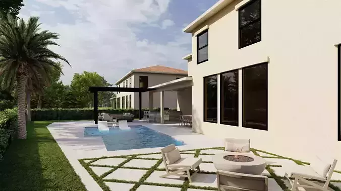 3D Exterior Scene 3D model design garden and landscape