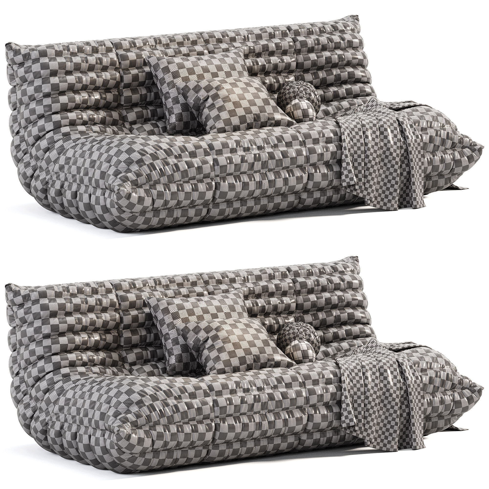 Togo Loveseat By Ligne Roset Set Low-poly 3D model_7