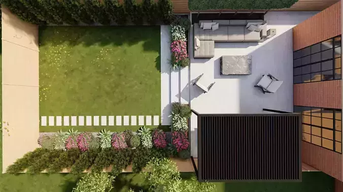 3D Exterior Scene 3D model design garden and landscape