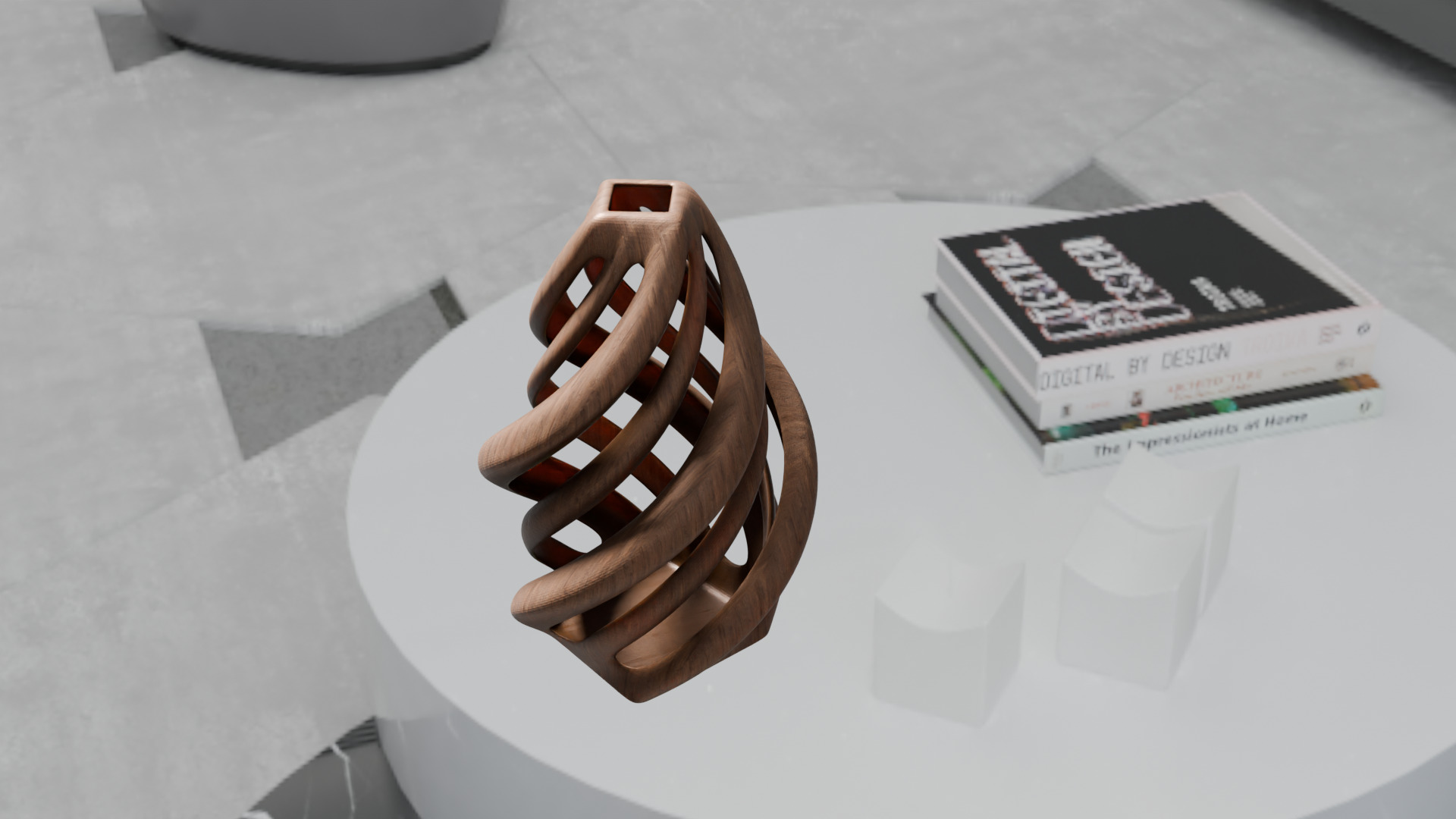 Golden Spiral Vase High-Quality 3D Model Low-poly 3D model_9