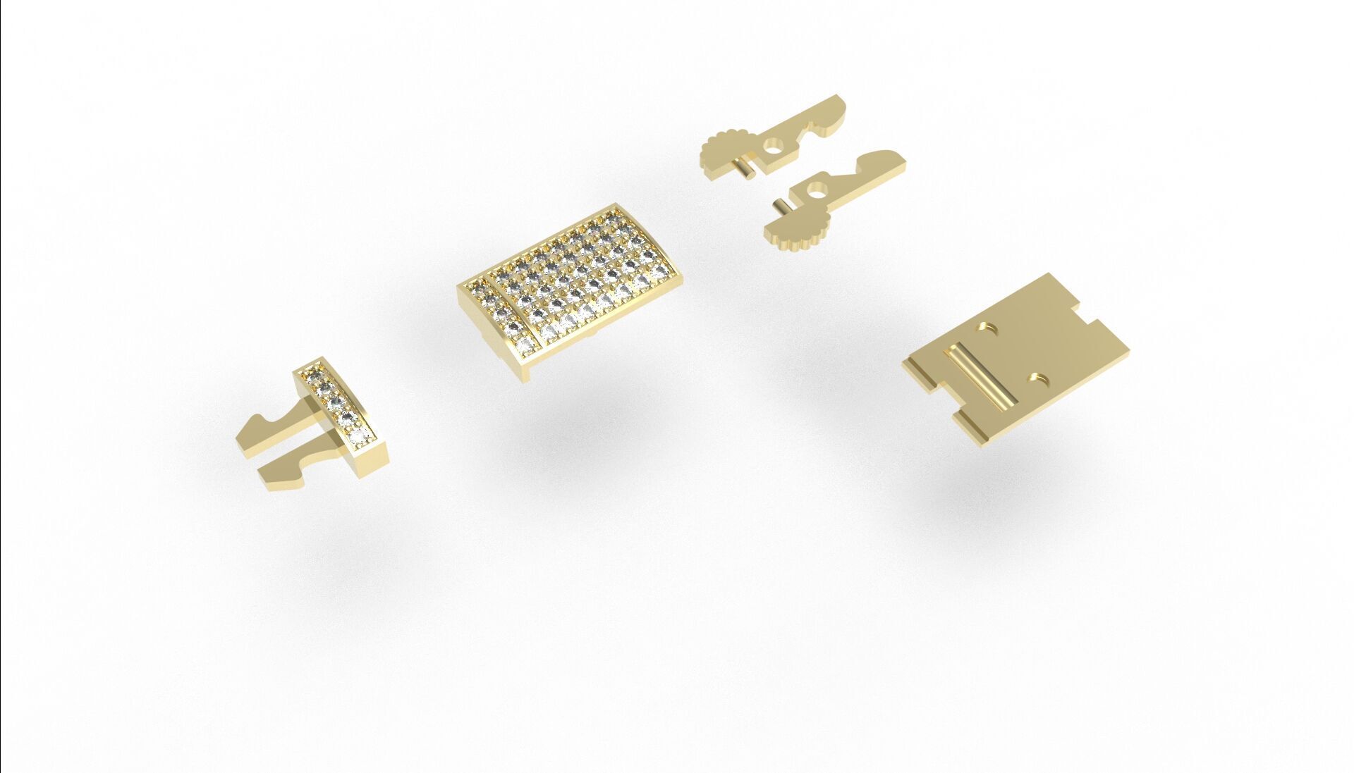 12mm Monaco box claps lock for Cuban chain 3D print model 3D print model_15