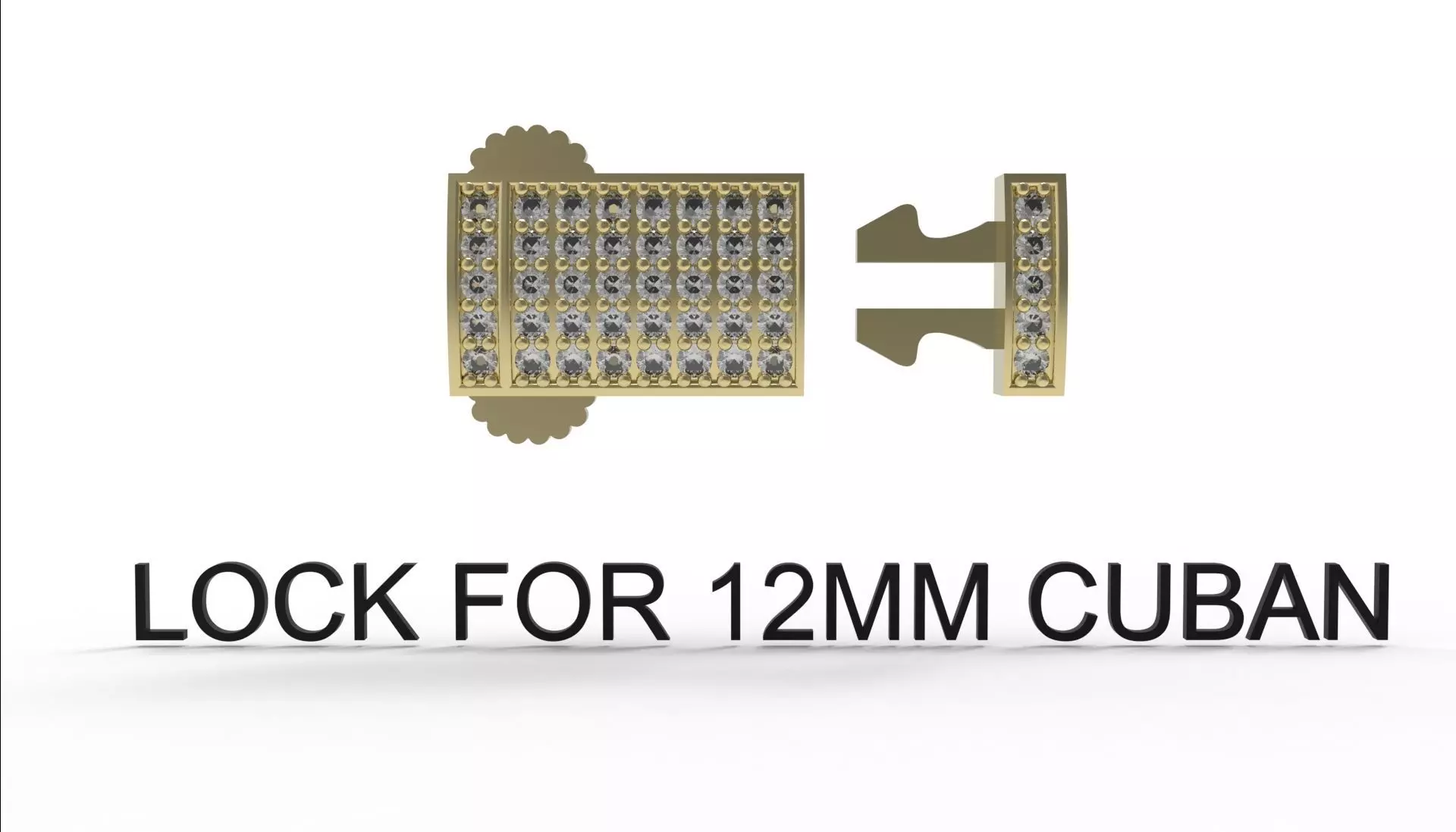 12mm Monaco box claps lock for Cuban chain 3D print model 3D print model_0