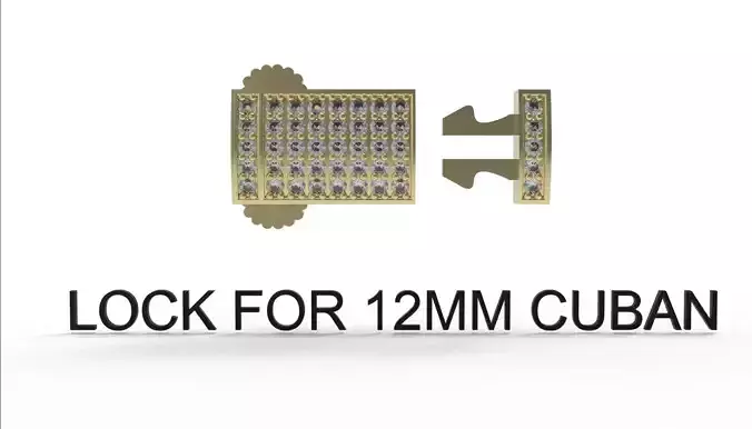 12mm Monaco box claps lock for Cuban chain 3D print model 3D print model