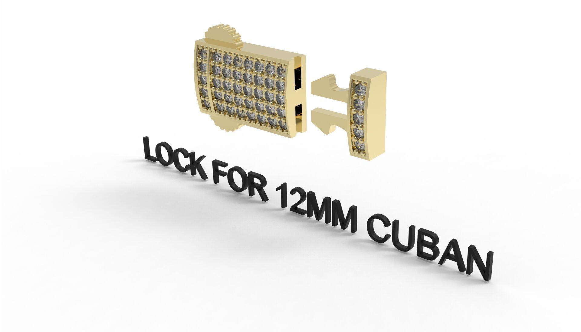 12mm Monaco box claps lock for Cuban chain 3D print model 3D print model_3