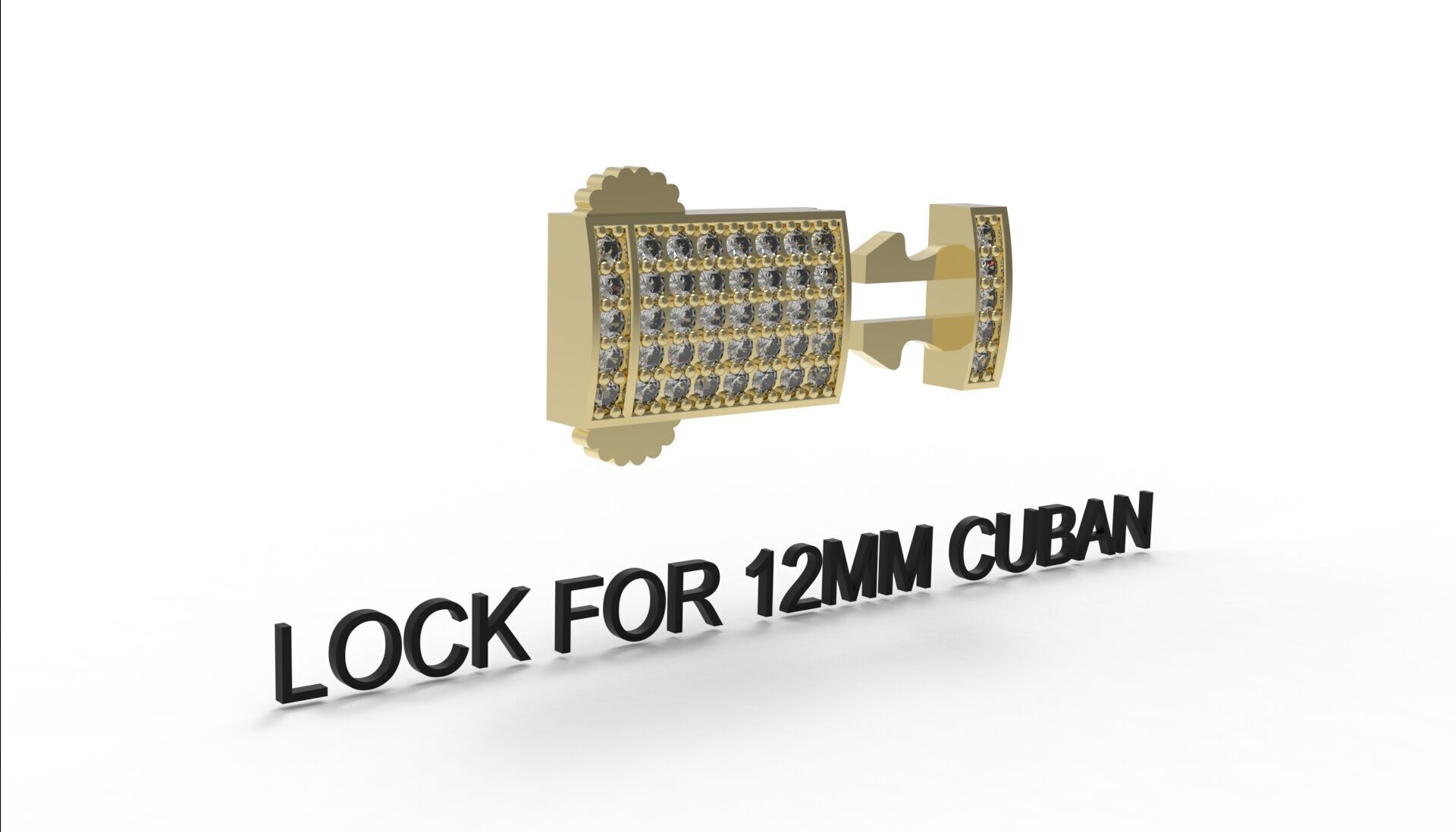12mm Monaco box claps lock for Cuban chain 3D print model 3D print model_7