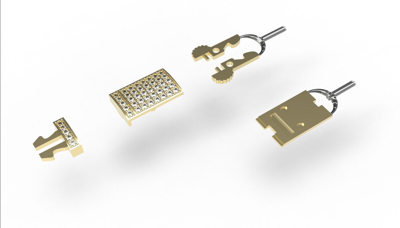 12mm Monaco box claps lock for Cuban chain 3D print model 3D print model_9