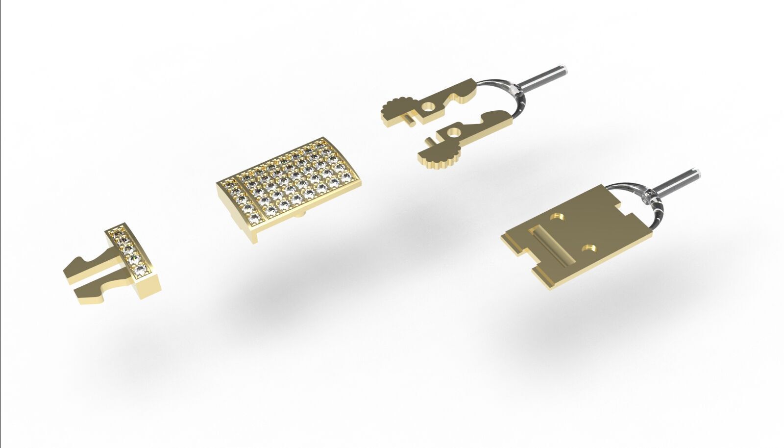 12mm Monaco box claps lock for Cuban chain 3D print model 3D print model_11