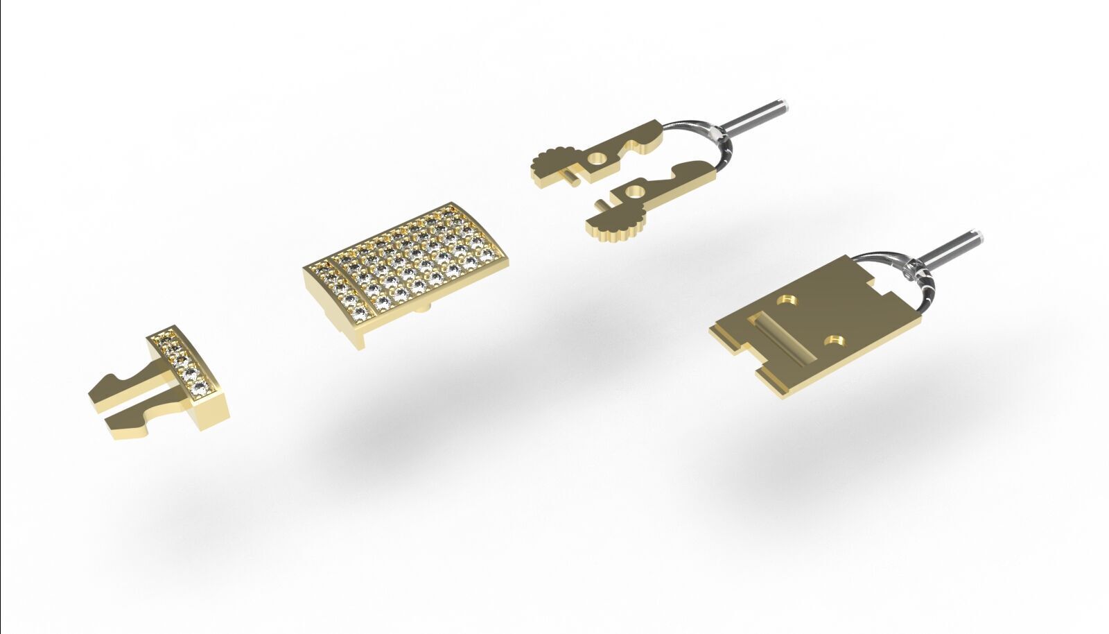 12mm Monaco box claps lock for Cuban chain 3D print model 3D print model_13