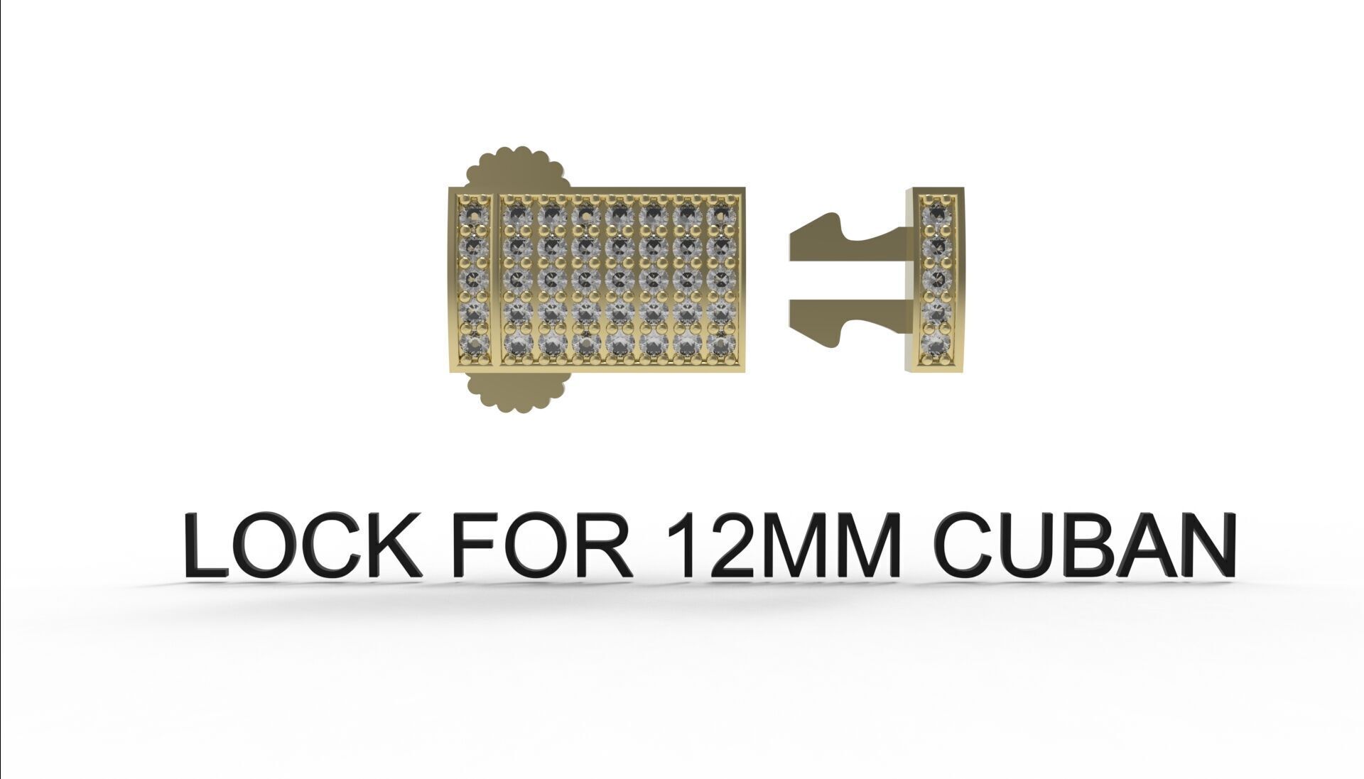 12mm Monaco box claps lock for Cuban chain 3D print model 3D print model_1