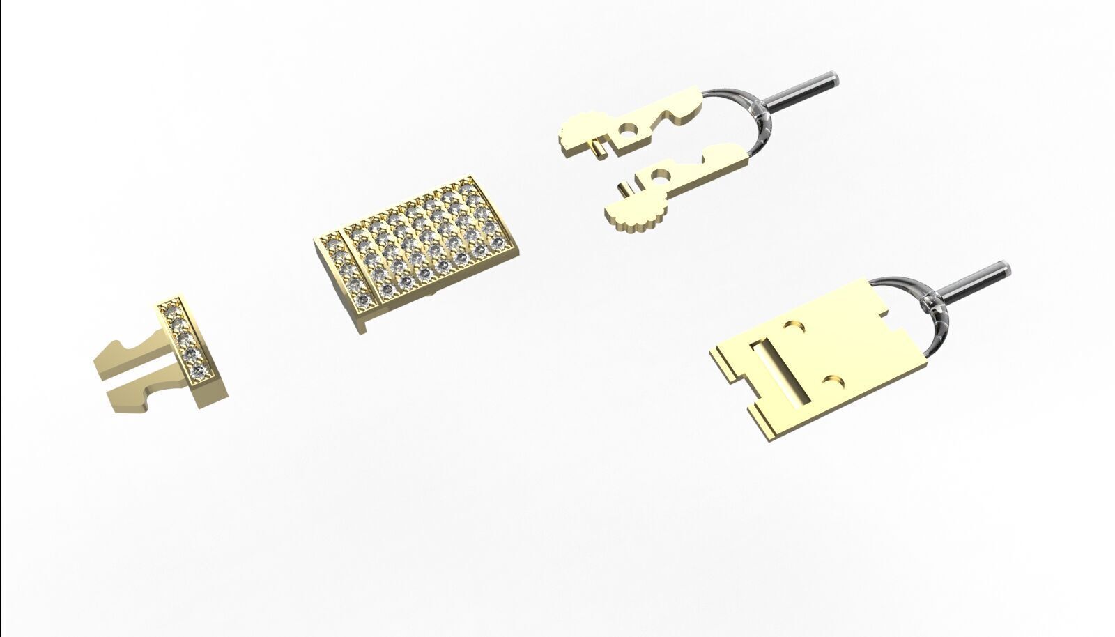 12mm Monaco box claps lock for Cuban chain 3D print model 3D print model_10