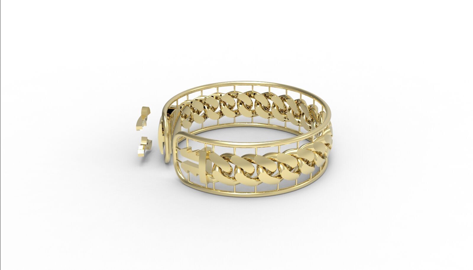 12MM HOLLOW CUBAN CHAIN WITH BOX CLASP  3D print model_7