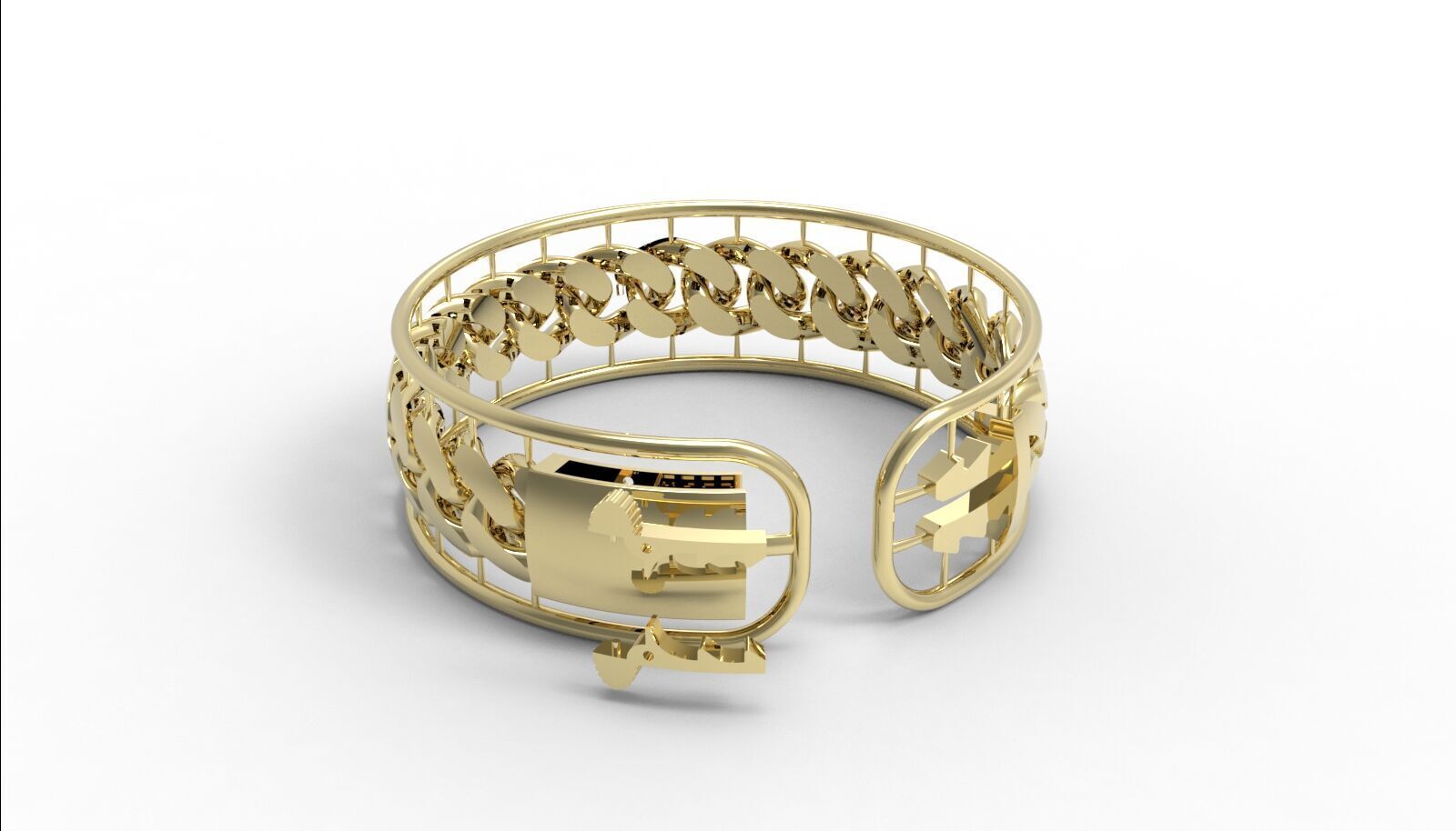 12MM HOLLOW CUBAN CHAIN WITH BOX CLASP  3D print model_4