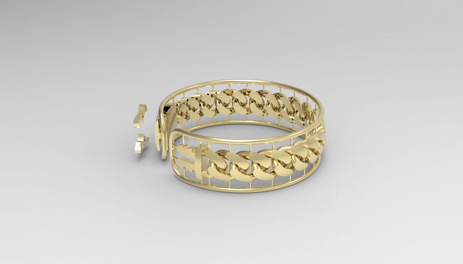 12MM HOLLOW CUBAN CHAIN WITH BOX CLASP  3D print model_2