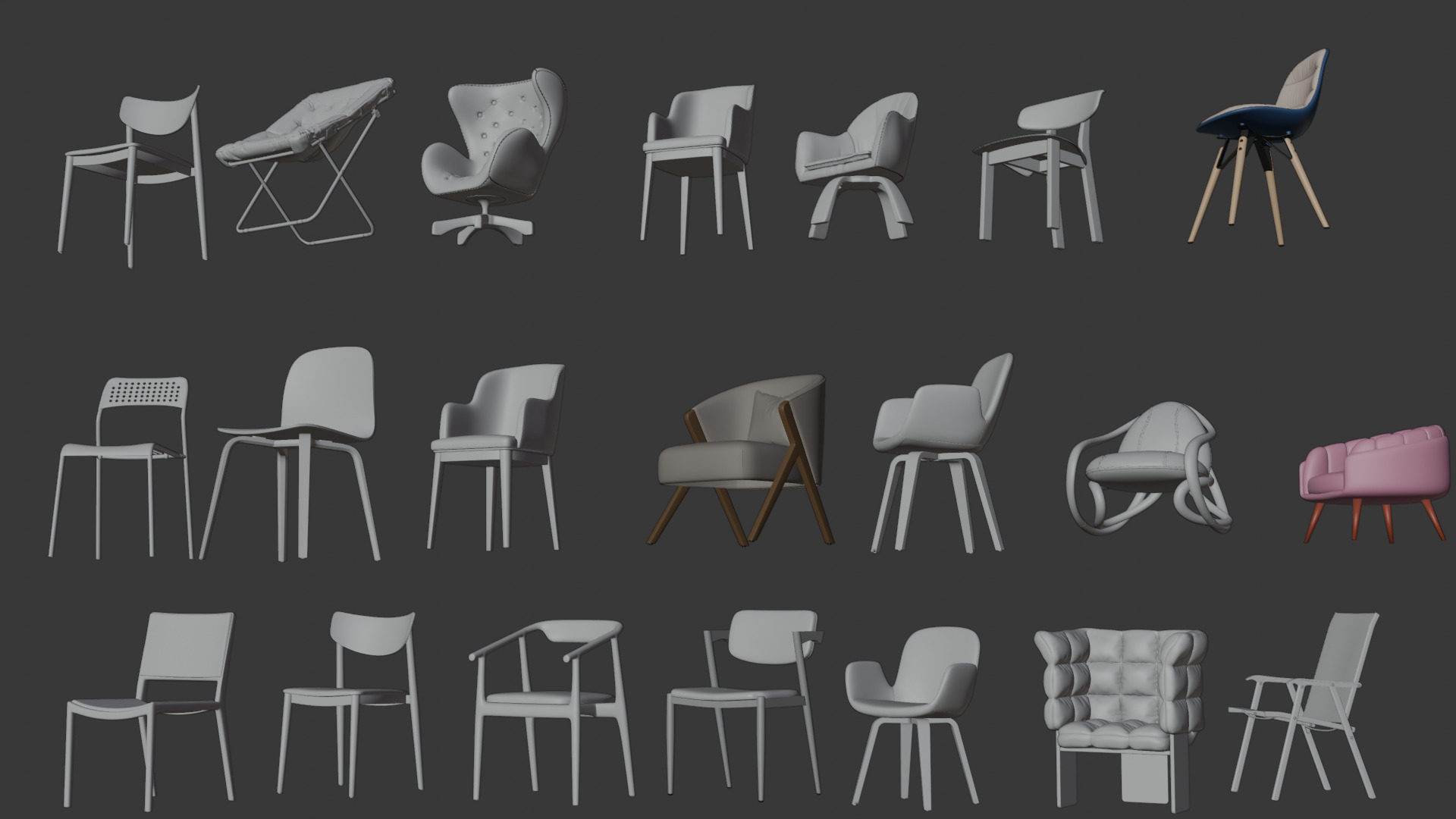 Chair Collection 3D model_5