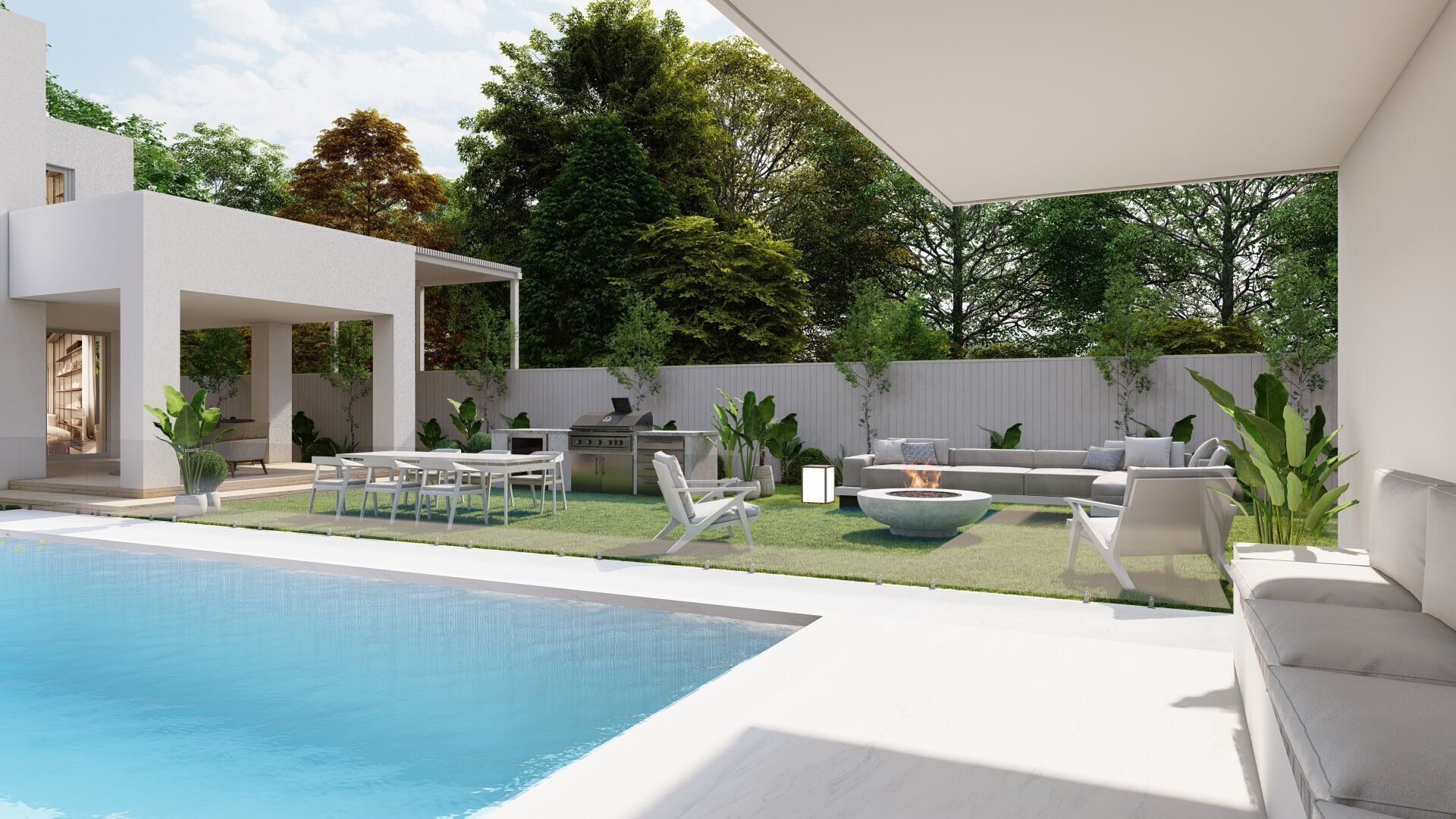 3D Exterior Scene 3D model design garden and landscape 3D model_3