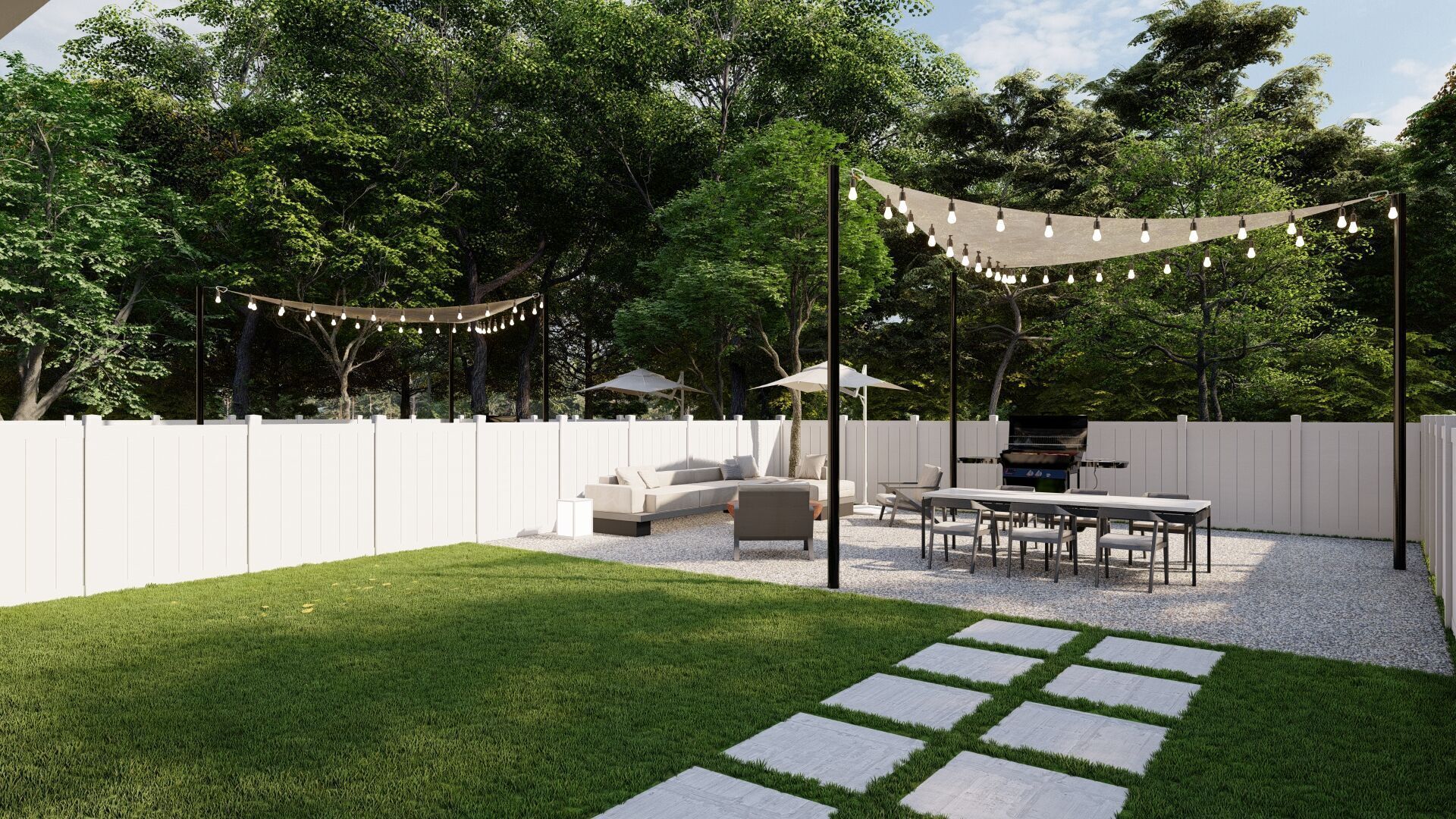 3D Exterior Scene 3D model design garden and landscape 3D model_3