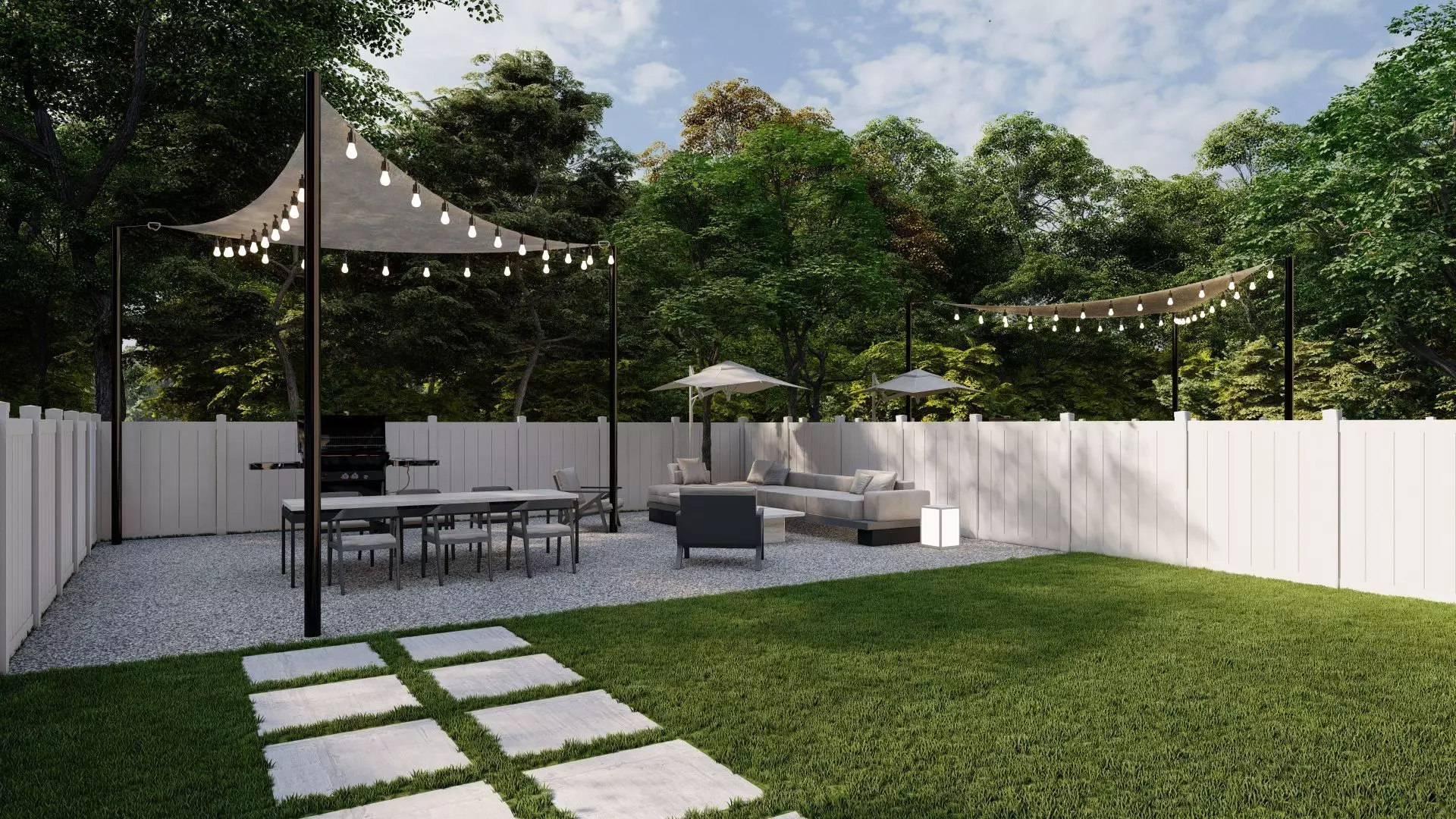 3D Exterior Scene 3D model design garden and landscape 3D model_0