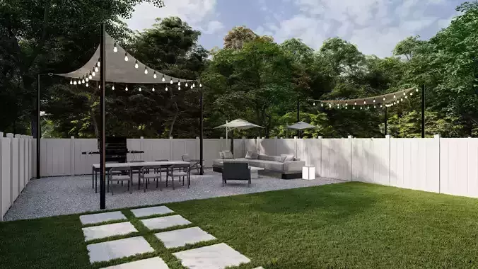 3D Exterior Scene 3D model design garden and landscape