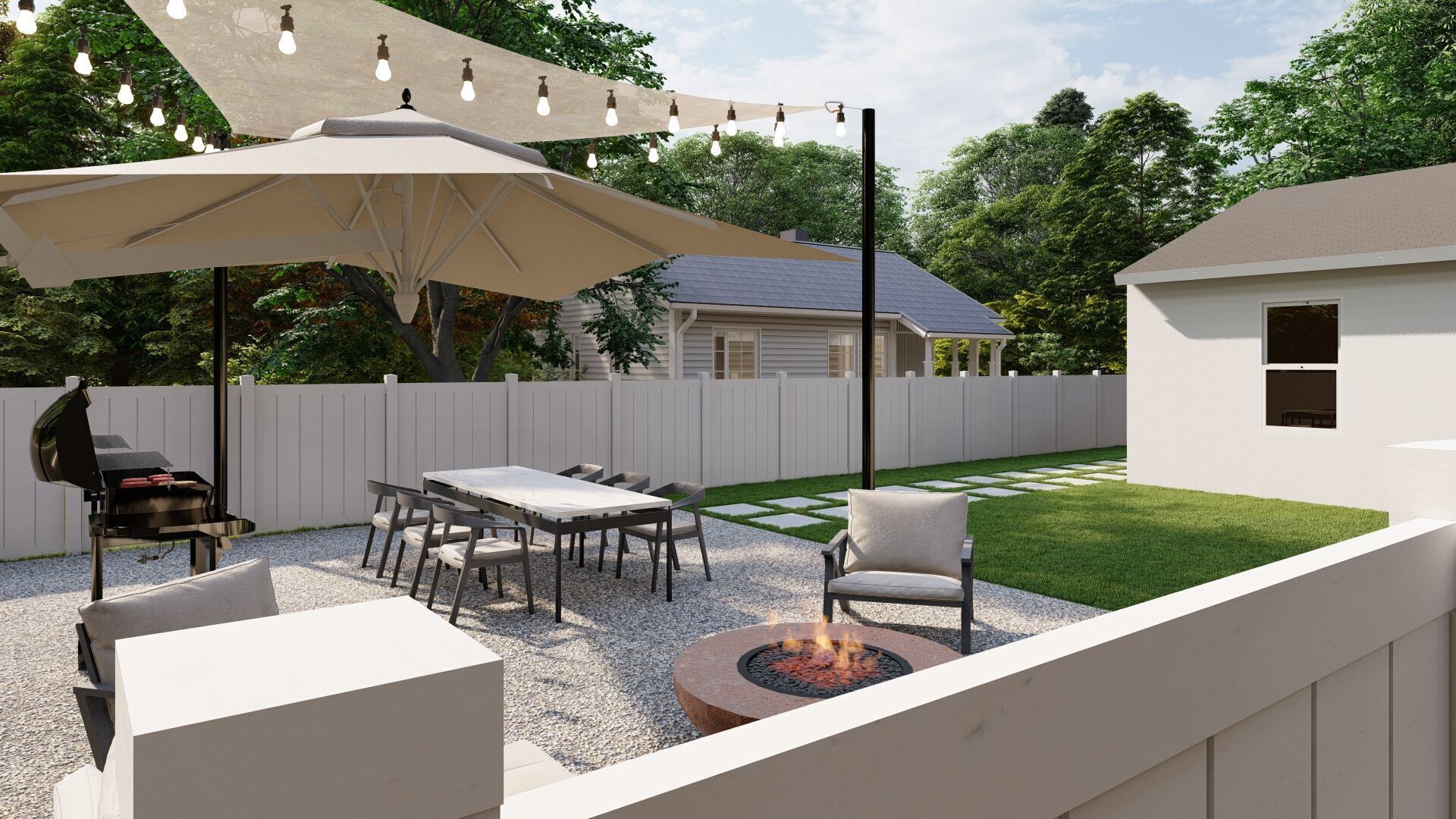 3D Exterior Scene 3D model design garden and landscape 3D model_4