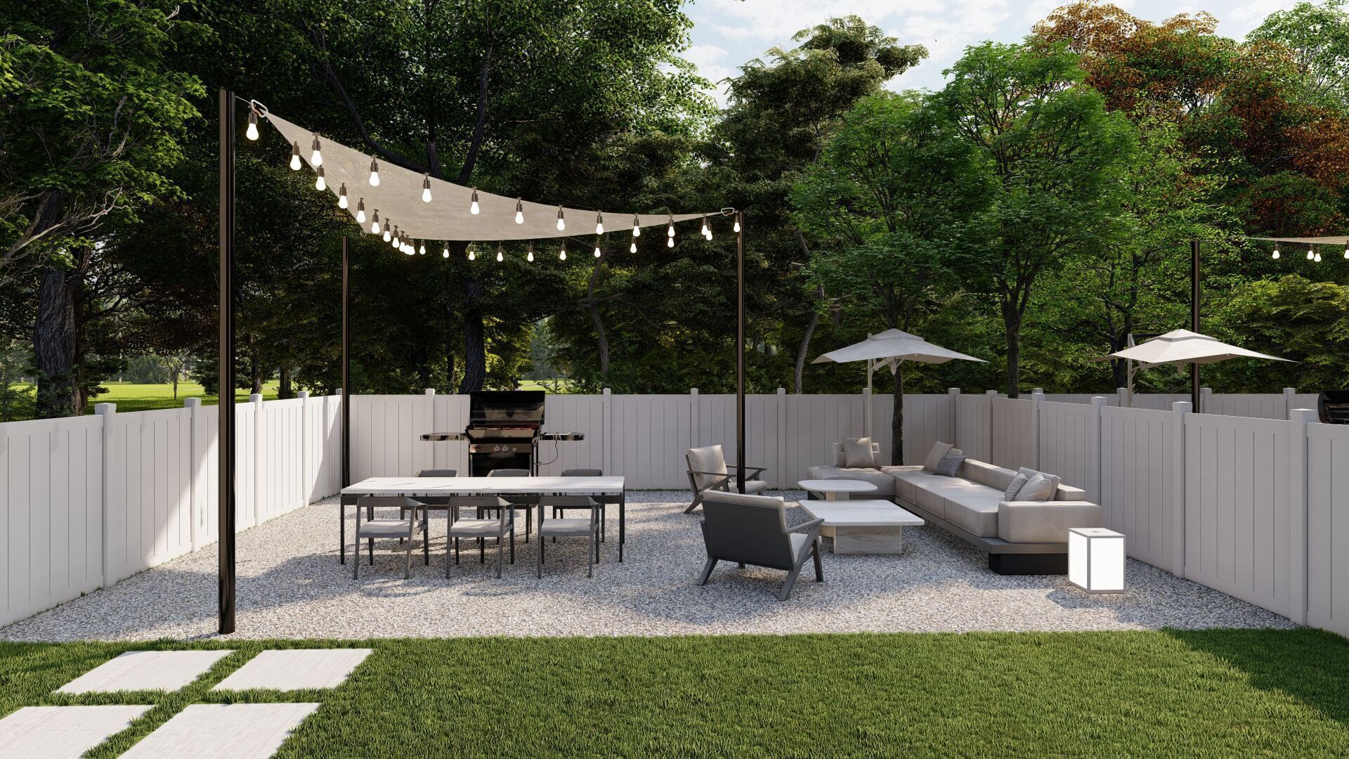 3D Exterior Scene 3D model design garden and landscape 3D model_1