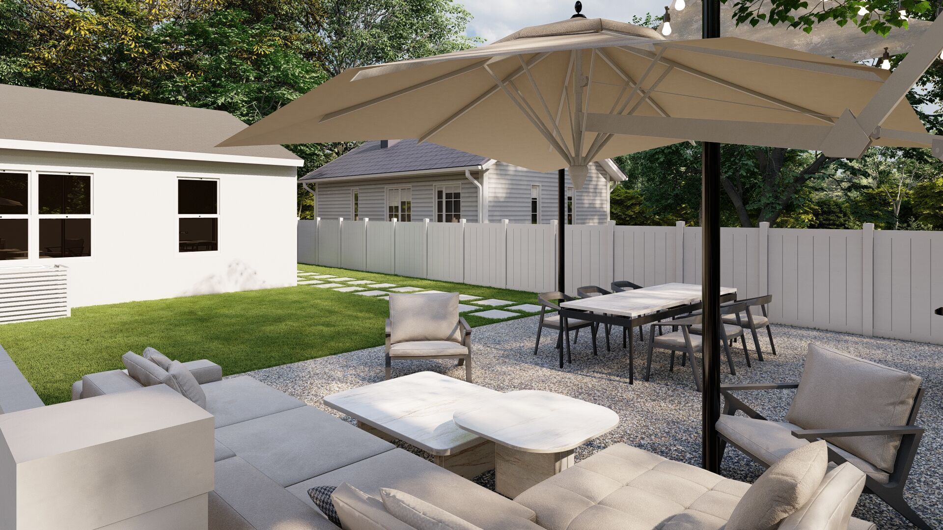 3D Exterior Scene 3D model design garden and landscape 3D model_5