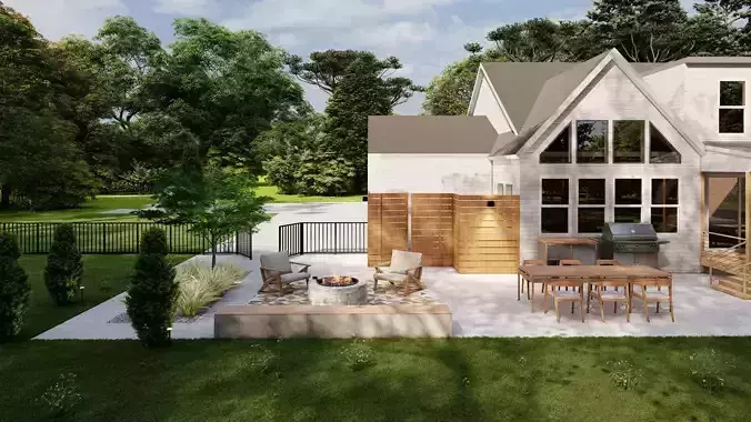 3D Exterior Scene 3D model design garden and landscape