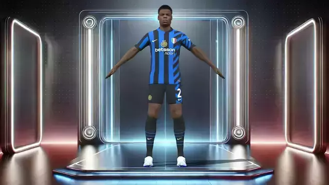 3D Rigged Denzel Dumfries Inter Milan 2025 Low-poly 3D model