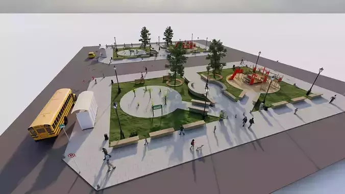 public park-Private Park Landscape 3D model public park-Private Park Landscape 3D model