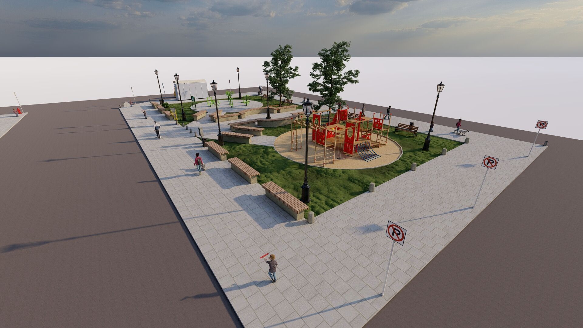 public park-Private Park Landscape 3D model_11