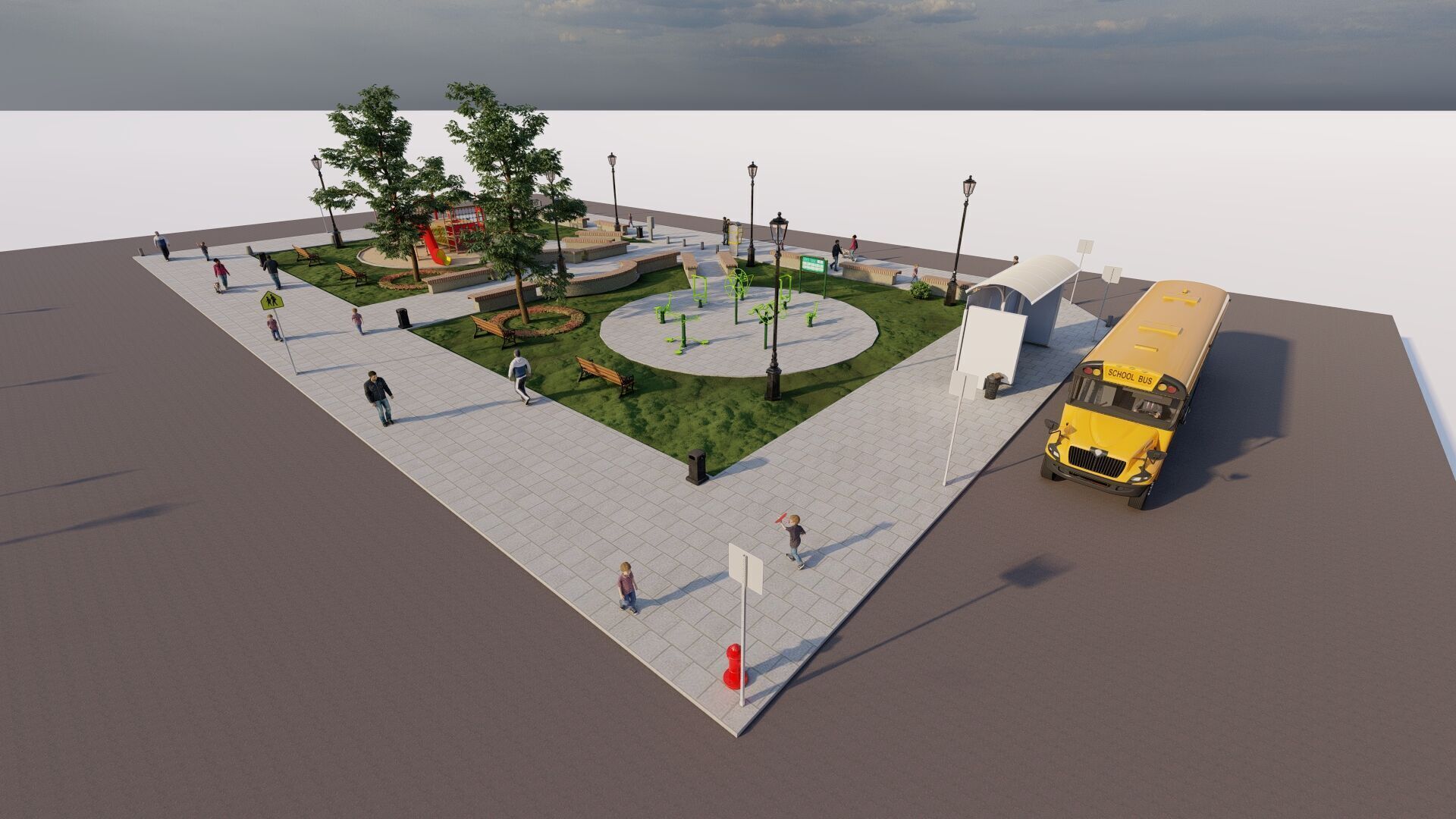 public park-Private Park Landscape 3D model_13