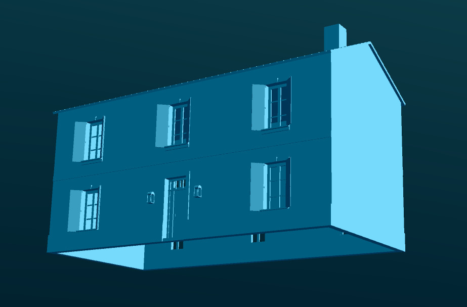 Long  Village House in scales HO TT N O OO S 1 64 1 48 3D print model_1