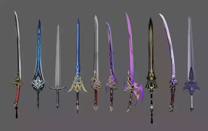 10 Genshin Impact Inspired Sword 3D Models