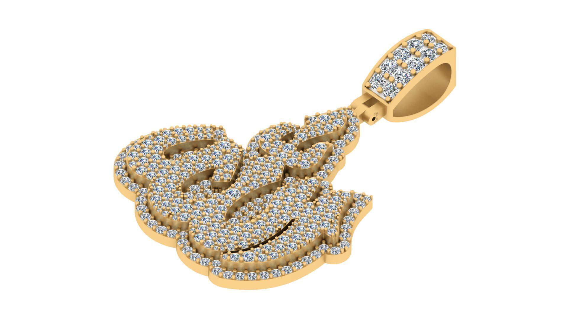 Iced-Out Drip Flame Pendant 3D print model_4