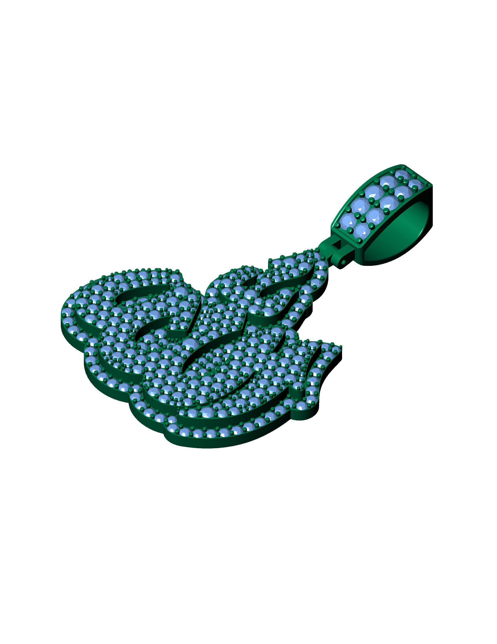 Iced-Out Drip Flame Pendant 3D print model_15