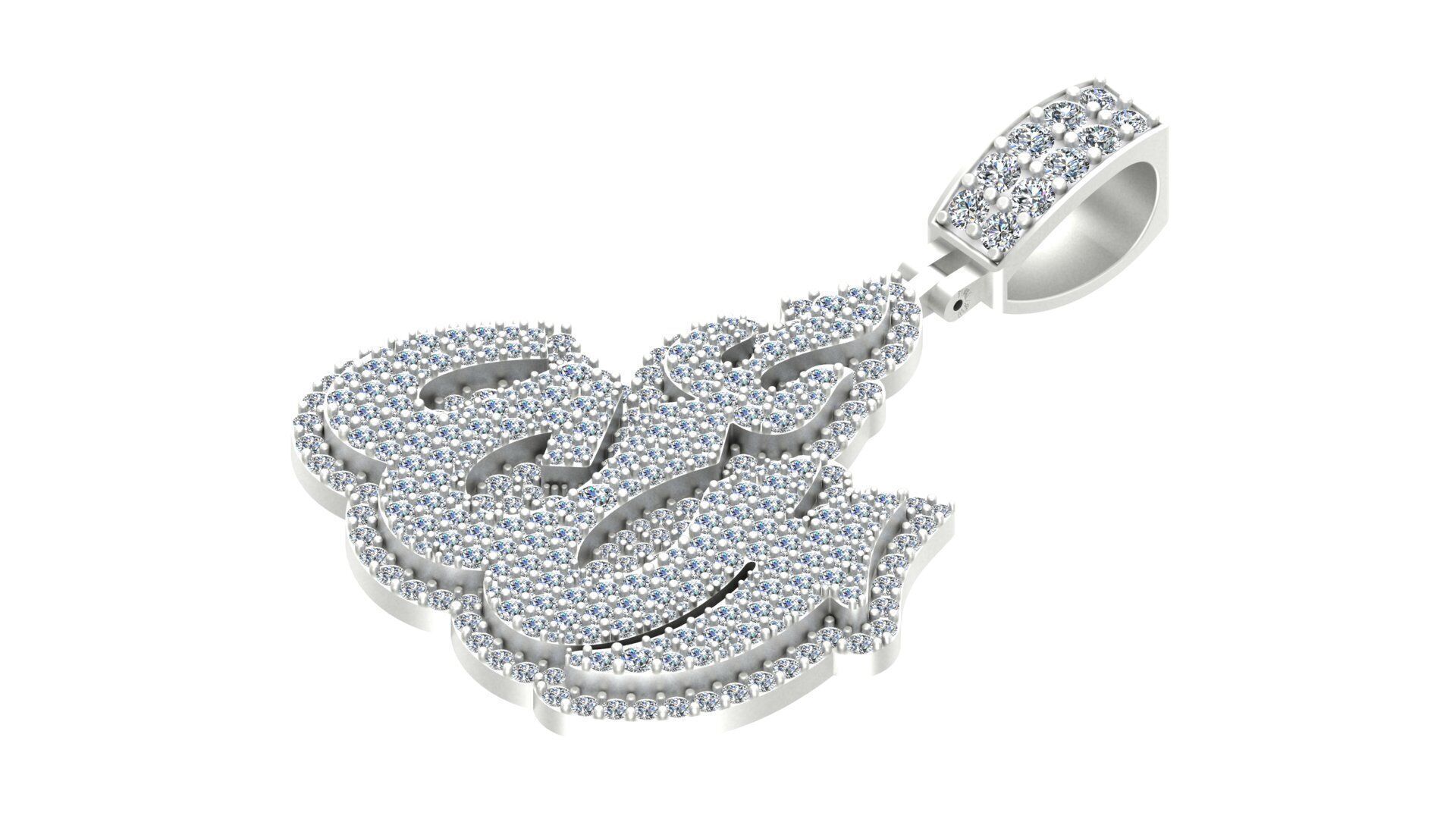 Iced-Out Drip Flame Pendant 3D print model_5