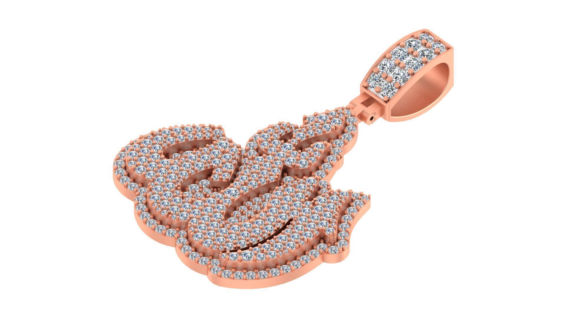 Iced-Out Drip Flame Pendant 3D print model_6