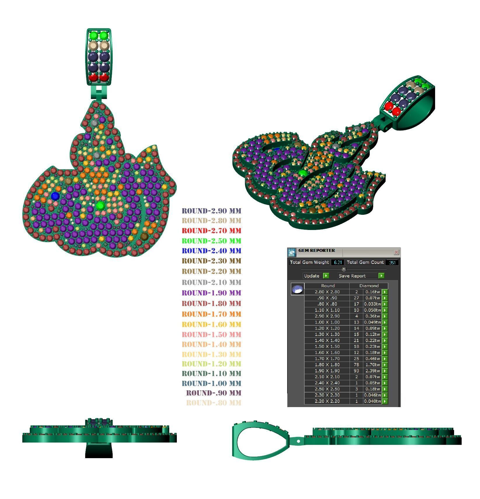 Iced-Out Drip Flame Pendant 3D print model_24