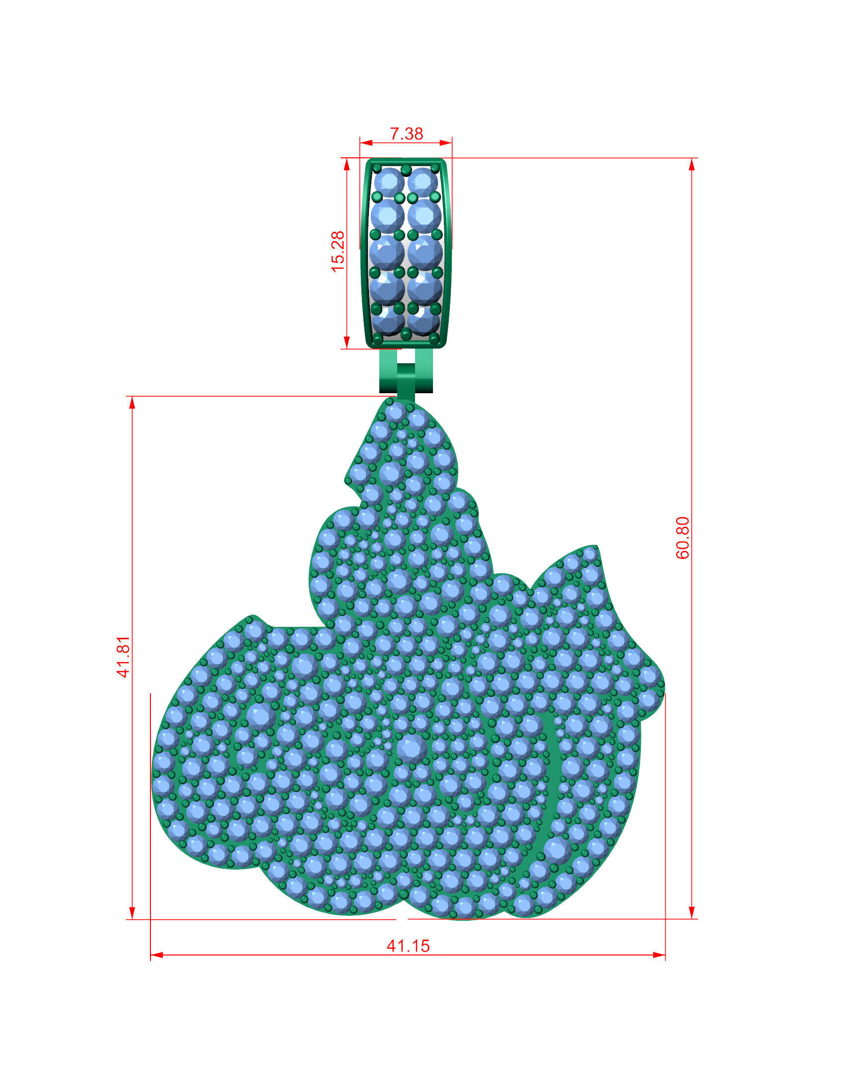 Iced-Out Drip Flame Pendant 3D print model_16