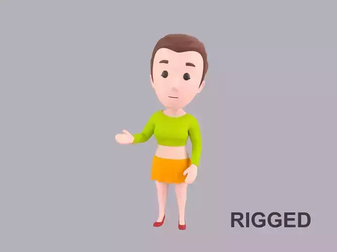  Cartoon Female Character Rigged 002