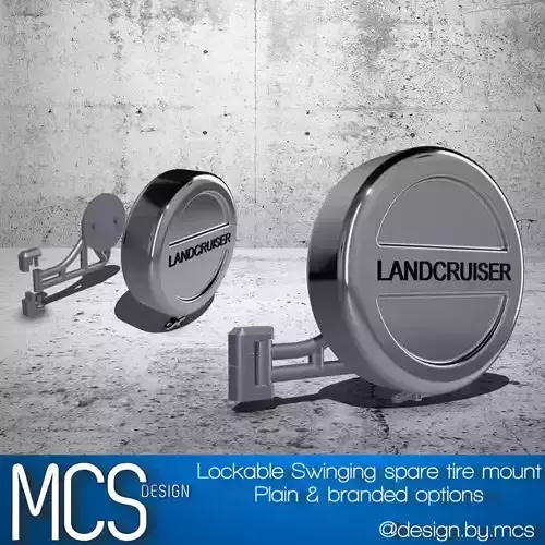 Offroad spare tire swinging mount with options 3D print model