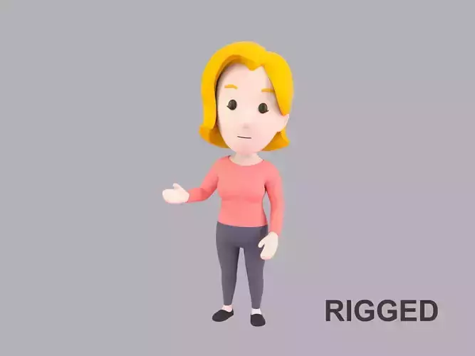  Cartoon Female Character Rigged 004