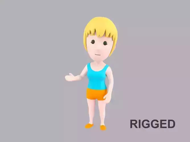  Cartoon Female Character Rigged 005
