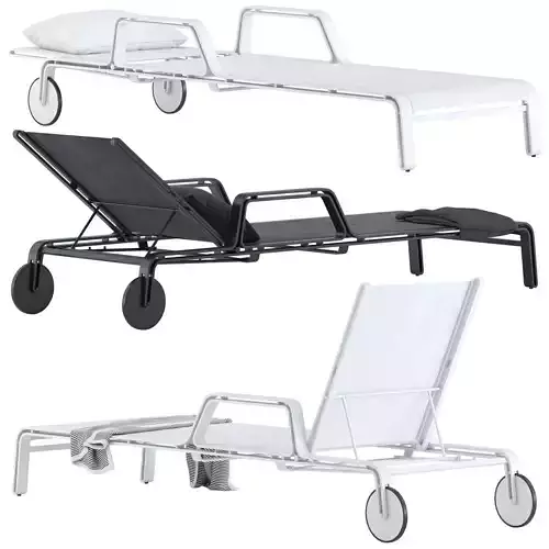 CB2 Beppi Ivory Sunbrella Outdoor Sun Lounger