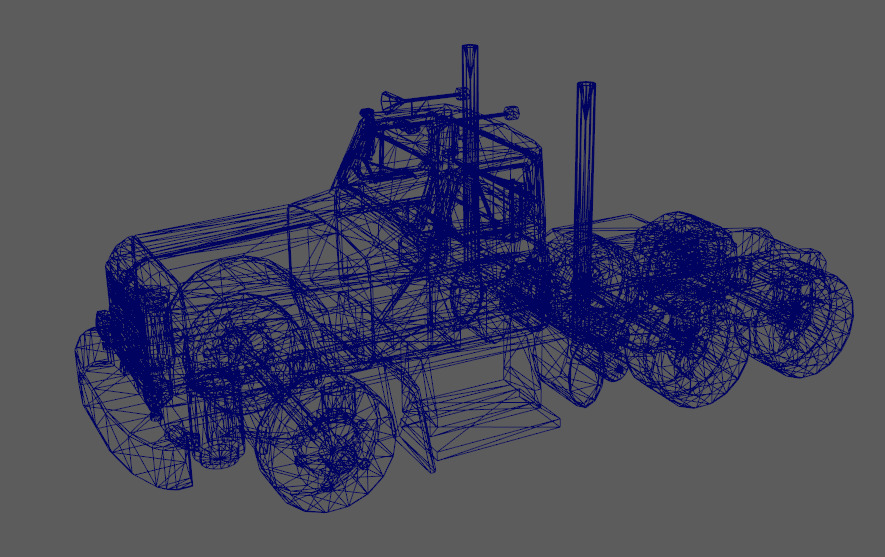 semi truck Low-poly 3D model_2