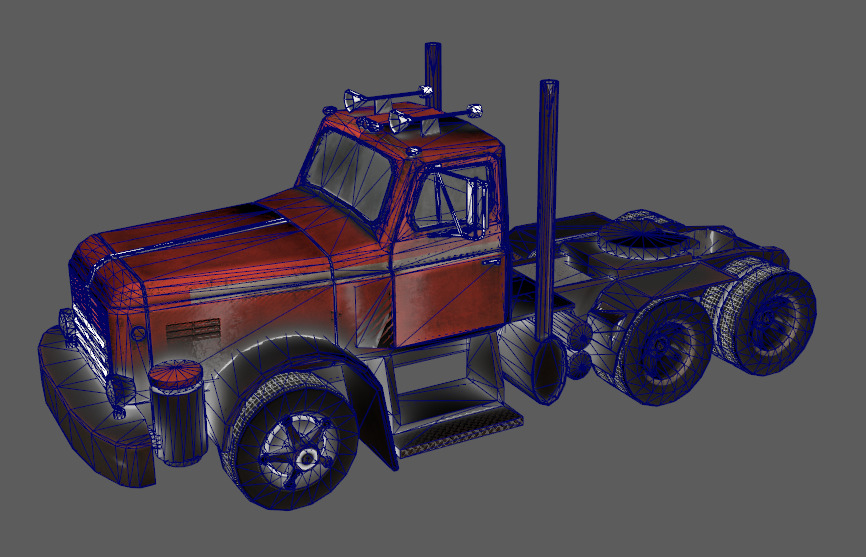 semi truck Low-poly 3D model_1